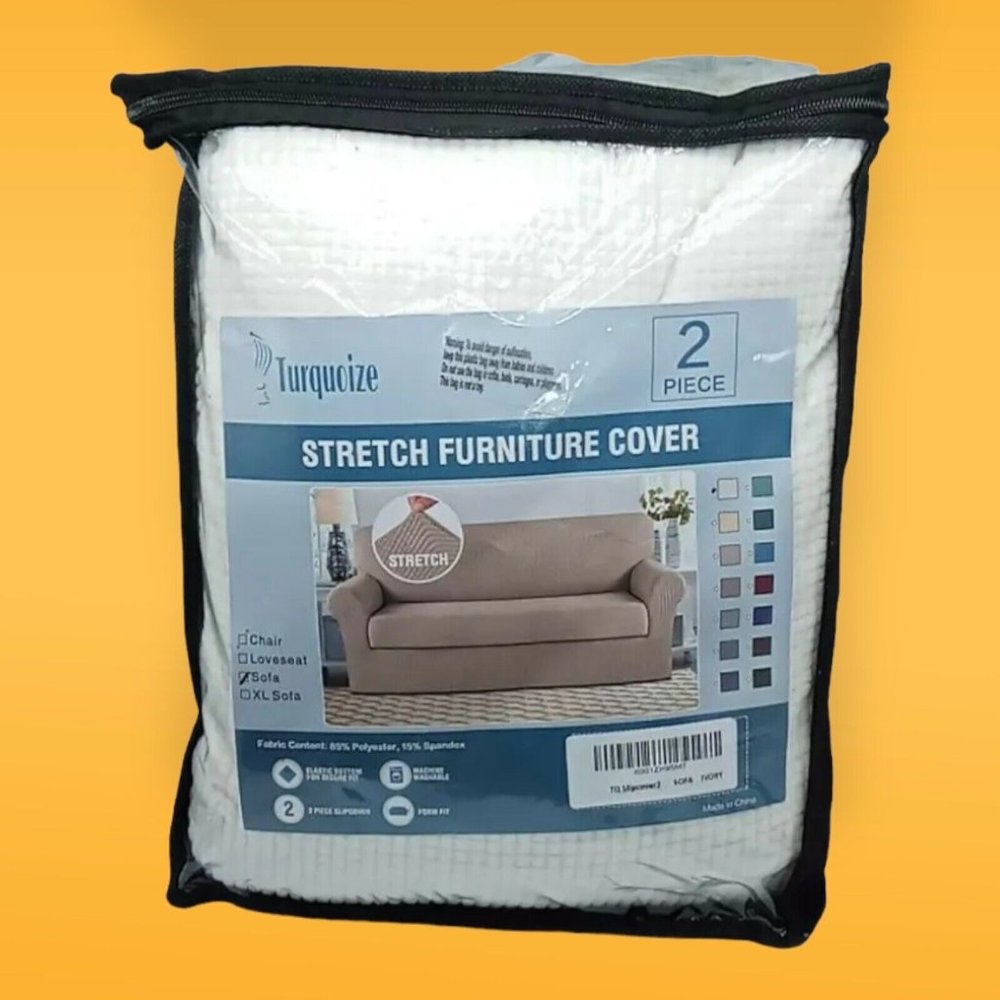 Turquoize Stretch Furniture Slipcover Sofa (IVORY) 2 Piece New